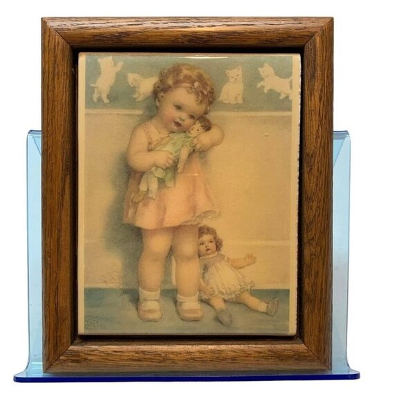 Vintage Bessie Pease Gutmann 1983 Framed Tile Print - Picture 1 of 5